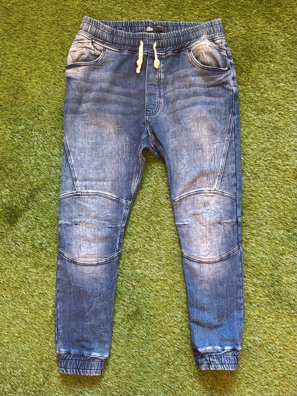 Zara Man Soft Denim Print Jogger Sweatpants Blue XL